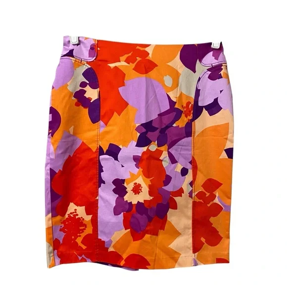 New York & Company vibrant multicolor floral abstract print pencil skirt size 4 - Picture 2 of 9